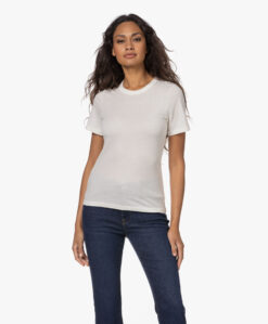 Resort Finest Katoen-Cashmere R-Hals T-Shirt - Ecru