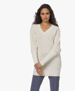 Sibin/Linnebjerg Ebba Merino Wolmix V-Hals Trui - Off-White