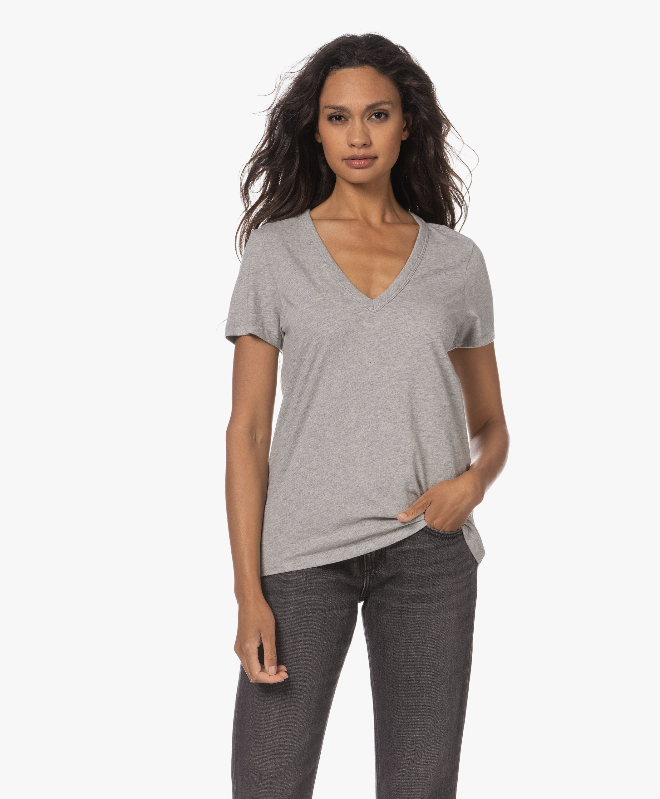 Rag & Bone The Vee T-Shirt - Grijs Mêlee 3 Rag & Bone The Vee T-Shirt - Grijs Mêlee