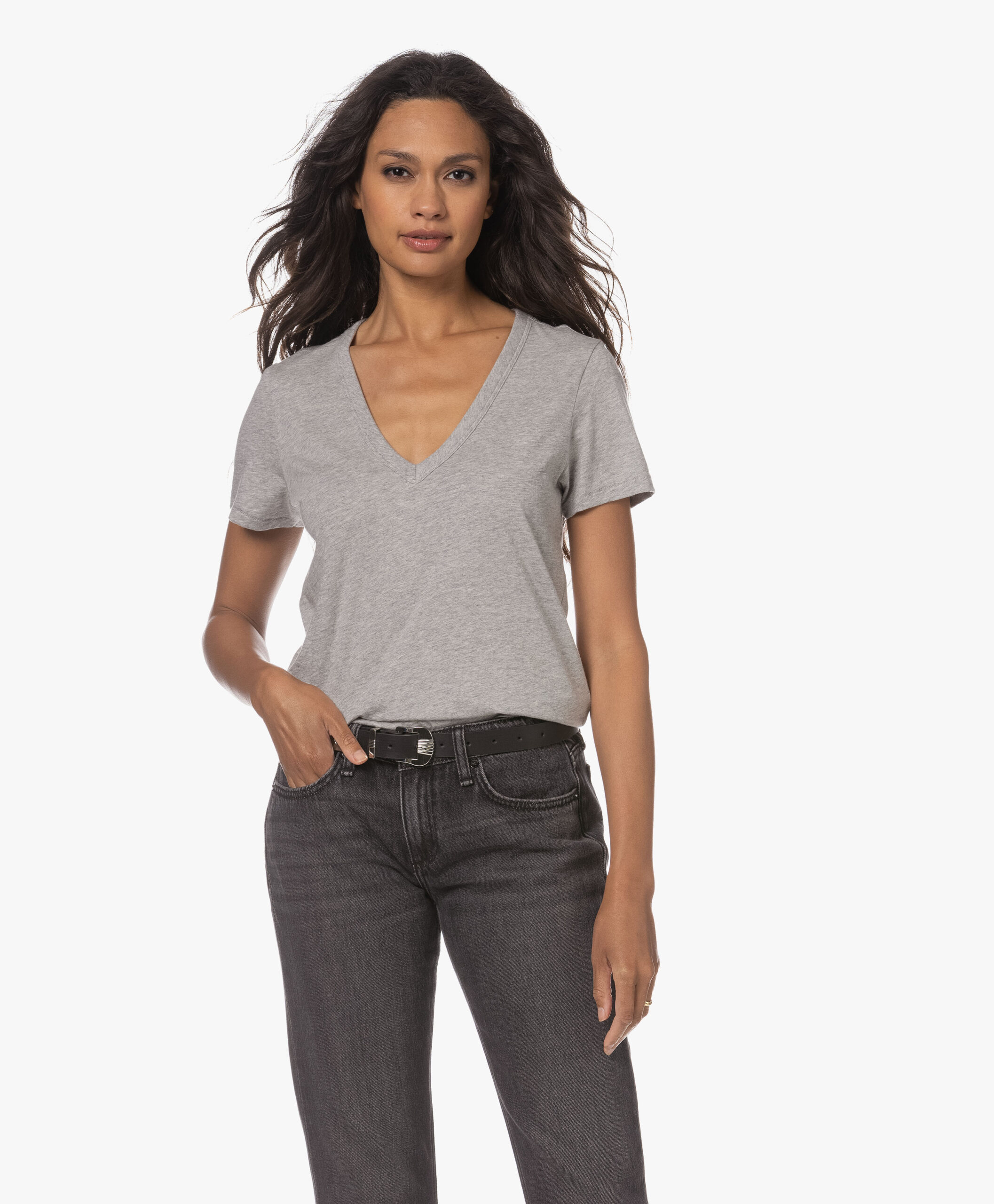 Rag & Bone The Vee T-Shirt - Grijs Mêlee 5 Rag & Bone The Vee T-Shirt - Grijs Mêlee - Image 3