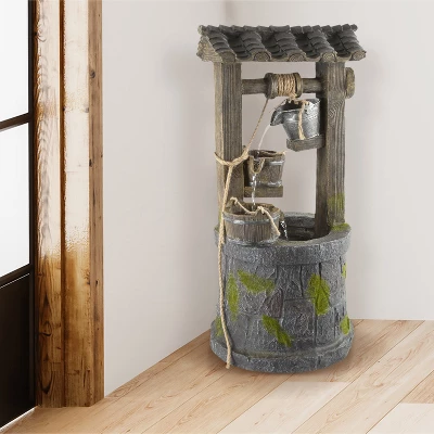 Nature Spring 4-Tier Wishing Well Outdoor Fountain With Cascading Waterfall - 32.5" 5 Nature Spring 4-Tier Wishing Well Outdoor Fountain With Cascading Waterfall - 32.5" - Image 3