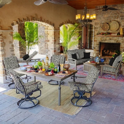 Arden Selections 29.5" X 21" Aurora Damask Outdoor Chaise Lounge Cushion Black 6 Arden Selections 29.5" X 21" Aurora Damask Outdoor Chaise Lounge Cushion Black - Image 4