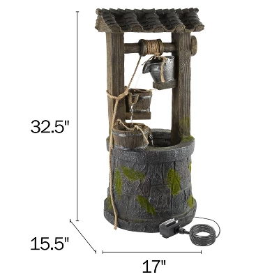 Nature Spring 4-Tier Wishing Well Outdoor Fountain With Cascading Waterfall - 32.5" 4 Nature Spring 4-Tier Wishing Well Outdoor Fountain With Cascading Waterfall - 32.5" - Image 2
