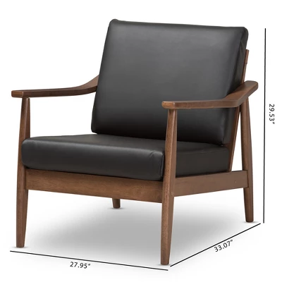 Venza Mid Century Modern Walnut Wood Faux Leather Lounge Chair Black - Baxton Studio 10 Venza Mid Century Modern Walnut Wood Faux Leather Lounge Chair Black - Baxton Studio - Image 8