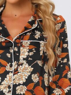 Cheibear Women's Satin Floral Button Down Long Sleeve Lounge Set 2 Pcs -Professional Bicycle Discount Store GUEST 3f23d29f 0dcd 45c4 be15 abc63fb56aed