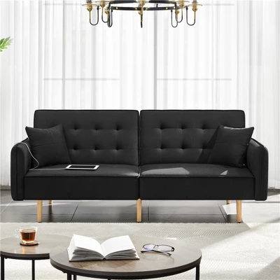 Yaheetech Convertible Sofa Bed Tufted Futon Couch With USB Ports For Living Room 3 Yaheetech Convertible Sofa Bed Tufted Futon Couch With USB Ports For Living Room