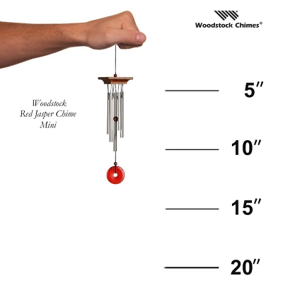 Woodstock Wind Chimes For Outside, Garden Décor, Outdoor & Patio Décor, Woodstock Red Jasper Chime Silver Wind Chimes 5 Woodstock Wind Chimes For Outside, Garden Décor, Outdoor & Patio Décor, Woodstock Red Jasper Chime Silver Wind Chimes - Image 3