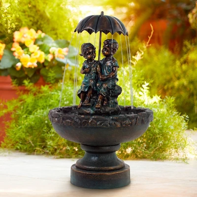 John Timberland Boy And Girl Under Umbrella Modern Outdoor Water Fountain 40" For Yard Garden Patio Home Deck Porch House Exterior Balcony Roof Decor 3 John Timberland Boy And Girl Under Umbrella Modern Outdoor Water Fountain 40" For Yard Garden Patio Home Deck Porch House Exterior Balcony Roof Decor