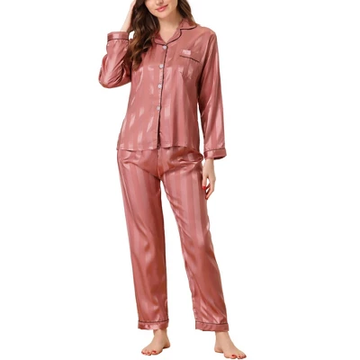 Cheibear Womens Satin Sleepwear Soft Button Down Nightwear With Pants Lounge Pajama Set 7 Cheibear Womens Satin Sleepwear Soft Button Down Nightwear With Pants Lounge Pajama Set - Image 5