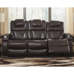 Warnerton Power Recliner Sofa With Adjustable Headrest Chocolate - Signature Design By Ashley