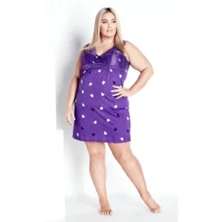 Women's Plus Size Lace Hearts Chemise - Purple Print | AVENUE -Professional Bicycle Discount Store GUEST 45bc08fc 78ec 44d6 a95f 089053b56c52