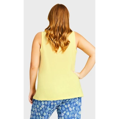 Women's Plus Size Eggstra Sleep Tank - Yellow| AVENUE 3 Women's Plus Size Eggstra Sleep Tank - Yellow| AVENUE