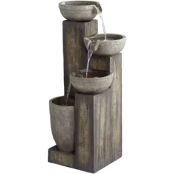 John Timberland Four Tier Rustic Cascading Outdoor Floor Water Fountain With LED Light 40 1/2" For Yard Garden Patio Home Deck Porch House Roof -Professional Bicycle Discount Store GUEST 5627c763 c71e 4d7a a66d b11290d04577