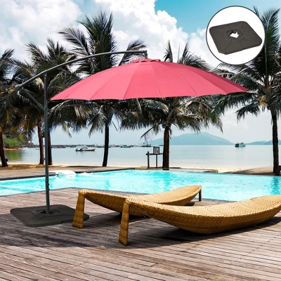 Outsunny 4-Piece 175lb Cantilever Patio Umbrella Base Weights For Offset Hanging Umbrella, HDPE Umbrella Weights For Cross Base Stand, Brown 3 Outsunny 4-Piece 175lb Cantilever Patio Umbrella Base Weights For Offset Hanging Umbrella, HDPE Umbrella Weights For Cross Base Stand, Brown