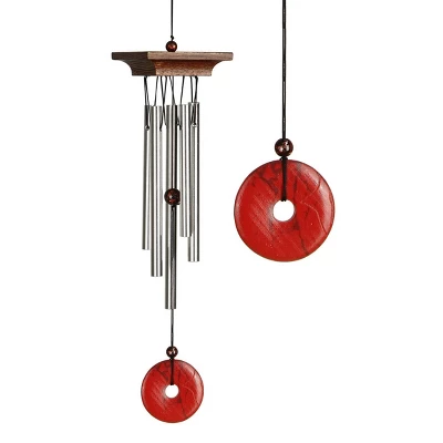 Woodstock Wind Chimes For Outside, Garden Décor, Outdoor & Patio Décor, Woodstock Red Jasper Chime Silver Wind Chimes 4 Woodstock Wind Chimes For Outside, Garden Décor, Outdoor & Patio Décor, Woodstock Red Jasper Chime Silver Wind Chimes - Image 2