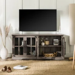 Avalene Modern Farmhouse 4 Door Glass Window Pane TV Stand For TVs Up To 65" - Saracina Home -Professional Bicycle Discount Store GUEST 74c21f3c 82c3 4fe8 90ae 1cc0e14becaf