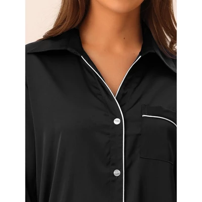 Cheibear Women's Button Down 3/4 Sleeve Mini Nightshirt Dress 5 Cheibear Women's Button Down 3/4 Sleeve Mini Nightshirt Dress - Image 3