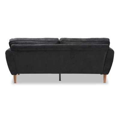 Miranda Mid-Century Modern Fabric Upholstered Sofa Dark Gray - Baxton Studio 6 Miranda Mid-Century Modern Fabric Upholstered Sofa Dark Gray - Baxton Studio - Image 4