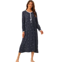 Cheibear Womens Pajamas Loungewear Long Sleeve Round Neck Midi Nightgown -Professional Bicycle Discount Store GUEST 8a12492a 4ab7 4bba a89f 79435ebb349c