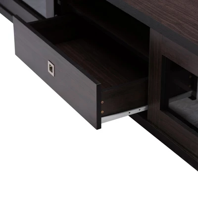 Beasley Cabinet With 2 Sliding Doors And Drawer TV Stand For TVs Up To 70" Dark Brown - Baxton Studio 5 Beasley Cabinet With 2 Sliding Doors And Drawer TV Stand For TVs Up To 70" Dark Brown - Baxton Studio - Image 3