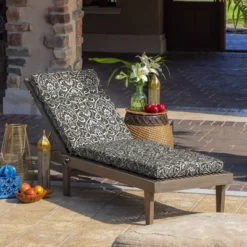 Arden Selections 29.5" X 21" Aurora Damask Outdoor Chaise Lounge Cushion Black