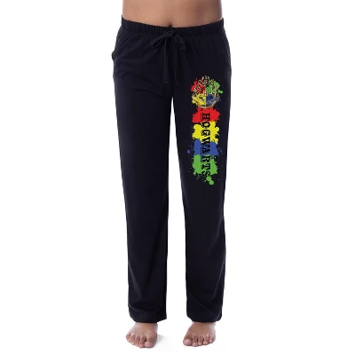 Harry Potter Womens' Hogwarts Splatter Paint House Crest Sleep Pajama Pants Black 5 Harry Potter Womens' Hogwarts Splatter Paint House Crest Sleep Pajama Pants Black - Image 3