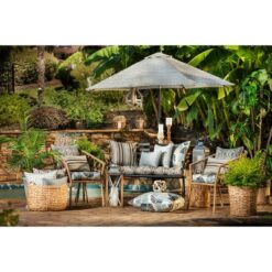 Corrinthian Driftwood Wicker Outdoor Loveseat Cushion Black - Pillow Perfect