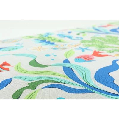 2pc Outdoor/Indoor Squared Corners Seat Cushions Coral Bay Blue - Pillow Perfect 5 2pc Outdoor/Indoor Squared Corners Seat Cushions Coral Bay Blue - Pillow Perfect - Image 3