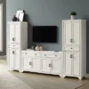 3pc Tara Entertainment Set With Closed Storage Distressed White - Crosley