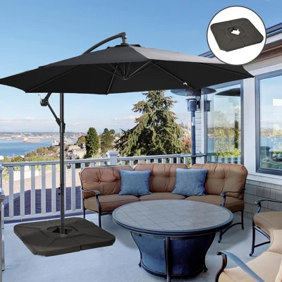 Outsunny 4-Piece 175lb Cantilever Patio Umbrella Base Weights For Offset Hanging Umbrella, HDPE Umbrella Weights For Cross Base Stand, Brown 4 Outsunny 4-Piece 175lb Cantilever Patio Umbrella Base Weights For Offset Hanging Umbrella, HDPE Umbrella Weights For Cross Base Stand, Brown - Image 2