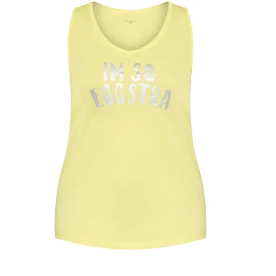 Women's Plus Size Eggstra Sleep Tank - Yellow| AVENUE 4 Women's Plus Size Eggstra Sleep Tank - Yellow| AVENUE - Image 2