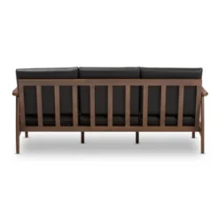 Venza Mid-Modern Walnut Wood Faux Leather 3 Seater Sofa Black - Baxton Studio -Professional Bicycle Discount Store GUEST c4ea653f c423 4723 ad9b 6d01b77dbb24