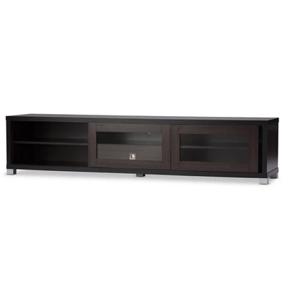 Beasley Cabinet With 2 Sliding Doors And Drawer TV Stand For TVs Up To 70" Dark Brown - Baxton Studio 3 Beasley Cabinet With 2 Sliding Doors And Drawer TV Stand For TVs Up To 70" Dark Brown - Baxton Studio