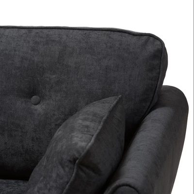Miranda Mid-Century Modern Fabric Upholstered Sofa Dark Gray - Baxton Studio 7 Miranda Mid-Century Modern Fabric Upholstered Sofa Dark Gray - Baxton Studio - Image 5