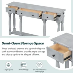 Vintage Style 60" Console Table With Storage Drawers And Bottom Shelf - ModernLuxe -Professional Bicycle Discount Store GUEST f9574874 36da 47db 962b dcab6bed7635