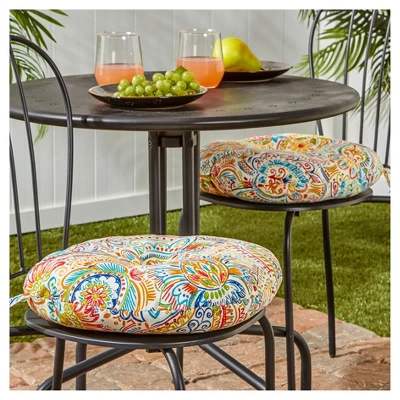 Set Of Two 15" Jamboree Paisley Outdoor Bistro Chair Cushions - Kensington Garden 3 Set Of Two 15" Jamboree Paisley Outdoor Bistro Chair Cushions - Kensington Garden