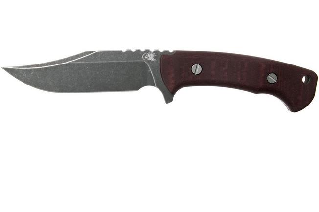Rick Hinderer Ranch Bowie Burgundy Canvas Micarta, Battle Black, Bowie Knife 3 Rick Hinderer Ranch Bowie Burgundy Canvas Micarta, Battle Black, Bowie Knife