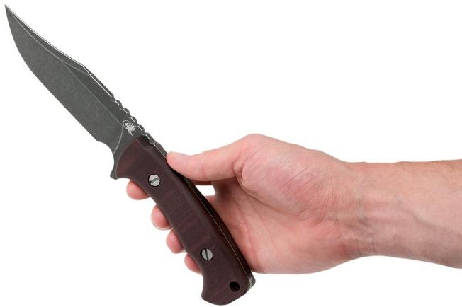 Rick Hinderer Ranch Bowie Burgundy Canvas Micarta, Battle Black, Bowie Knife 8 Rick Hinderer Ranch Bowie Burgundy Canvas Micarta, Battle Black, Bowie Knife - Image 6