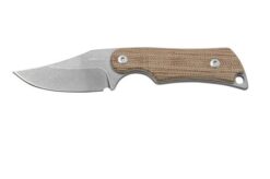 Mercury Kali N690 Stonewashed Clip Point, Natural Canvas Micarta, Fixed Knife